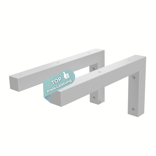 HAGO24 Wandhalterung Regal 2er Set in weiß I 300x150mm I hochwertige DIY Regalhalterung I Waschtisch Halterung aus Stahl I Wandregal Halterung zur individuellen Gestaltung I robustes L-Winkel Regal HAGO24 Wandhalterung Regal 2er Set in weiß I 300x150mm I hochwertige DIY Regalhalterung I Waschtisch Halterung aus Stahl I Wandregal Halterung zur individuellen Gestaltung I robustes L-Winkel Regal von HAGO