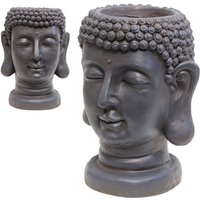 Blumentopf Buddha Pflanzentopf Buddhakopf Kopf Deko Vase Anthrazit Outdoor Garten 19x20x34cm von HAGO