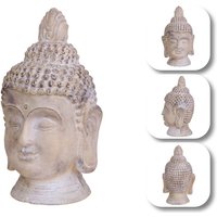 Buddha Statue Skulptur Figur Indien Asien Yoga Meditation Deko Feng Shui Steinoptik Outdoor Dekoration Kopf - beige - 55 cm von HAGO