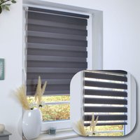 Duo Rollo Doppelrollo Jalousie Duorollo Fensterrollo ohne bohren Dunkelgrau 55 cm 150 cm - Dunkelgrau von HAGO