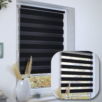 Duo Rollo Doppelrollo Jalousie Duorollo Fensterrollo ohne bohren Schwarz 55 cm 150 cm - Schwarz von HAGO