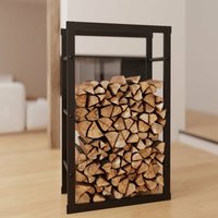 Kaminholzregal 60x100x25cm Feuerholzregal Brennholz Ständer Ablage Lager - Schwarz von HAGO