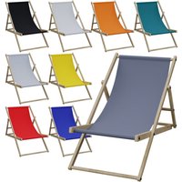 Hago - Liegestuhl Liege Stuhl Strand Strandliege Sonnenliege Gartenliege Klappstuhl Hellgrau von HAGO
