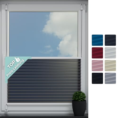 HAGO24 Klemmfix-Plisee in Dunkelgrau I 45x150cm I Klemmrollos für Fenster ohne Bohren I UV-beständiges Klemm-Rollo für Tür I Perfekter Sicht- & Sonnenschutz für Schlafzimmer & Badezimmer von HAGO