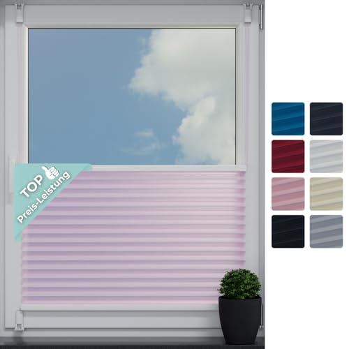 HAGO24 Klemmfix-Plisee in Rosa I 55x150cm I Klemmrollos für Fenster ohne Bohren I UV-beständiges Klemm-Rollo für Tür I Perfekter Sicht- & Sonnenschutz für Schlafzimmer & Badezimmer von HAGO