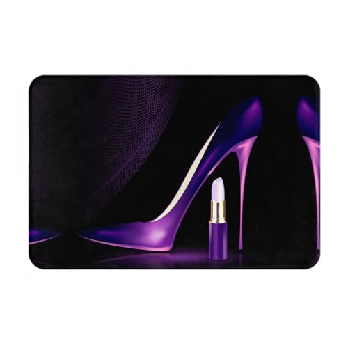 HAHAFU Elegante violette High Heels Fußmatten innen außen 40 x 60 cm, bedruckt, waschbar, rutschfest, saugfähig, Eingangsteppich, Bodenmatte von HAHAFU