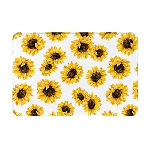 HAHAFU Fußmatte mit Sonnenblumenmotiv, innen außen, 40 x 60 cm, bedruckt, waschbar, rutschfest, saugfähig, Eingangsteppich, Bodenmatte von HAHAFU