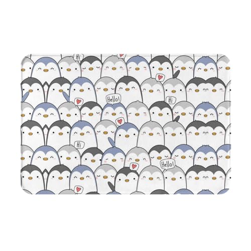 HAHAFU Fußmatte mit niedlichem Pinguin, innen außen, 40 x 60 cm, bedruckt, waschbar, rutschfest, saugfähig, Eingangsteppich, Bodenmatte von HAHAFU