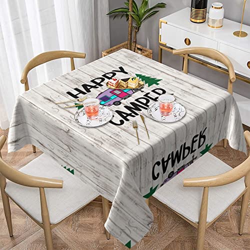 HAHAFU Happy Camper Tischdecken Rechteck,Druck Wasserabweisend Abwischbar Polyester Tischdecke Dekoration von HAHAFU