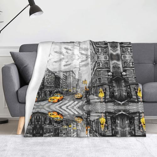 HAHAFU Love From New York Decke, warme Überwurfdecke, bedruckt, saugfähig, für Sofa, Bett, weiche Flanelldecke, 150 x 125 cm von HAHAFU