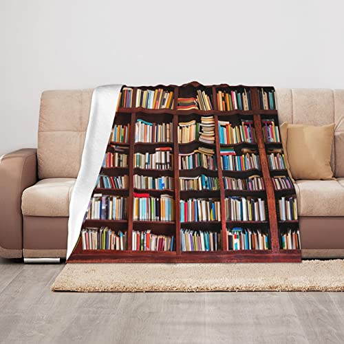 HAHAFU Warme Überwurfdecke mit Büchern, personalisierbarer Druck, saugfähig, weiche Flanelldecke für Bett, Sofa, 125 x 100 cm von HAHAFU