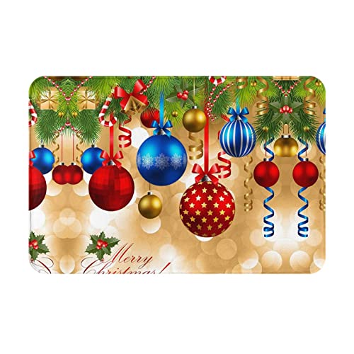 HAHAFU Waschbarer Teppich, Motiv: Merry Christmas, 40 x 60 cm, bedruckt, rutschfest, saugfähig, weiches Flanell, Fußmatte, Bodenmatte, innen und außen von HAHAFU