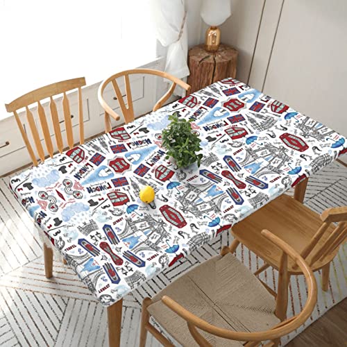 London Tischdecke, quadratisch, wasserdicht, schmutzabweisend, Polyester, waschbar, für drinnen und draußen, Party, Esstisch, 152 cm von HAHAFU