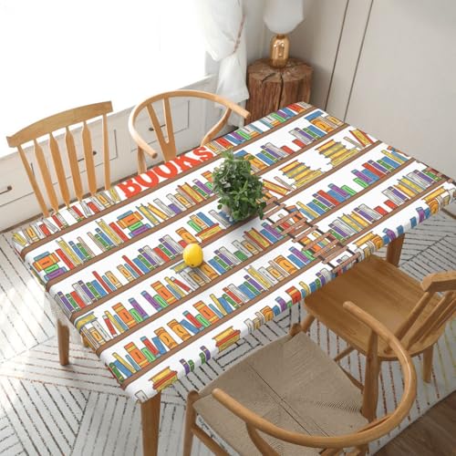 Lustige Bücherregal-Kollektion und Leiter, quadratisch, wasserdicht, schmutzabweisend, Polyestergewebe, waschbar, für drinnen und draußen, Party, Esstisch, 1,5 m von HAHAFU