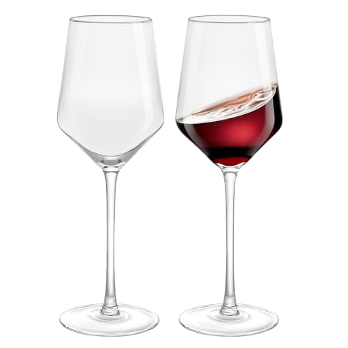 HAHASHOW Rotweingläser 520ML Weingläser Set 2er Tulpenförmige Kristallgläser Aus Bleifreiem Geschenk Freundin für Jubiläen Valentinstag von HAHASHOW