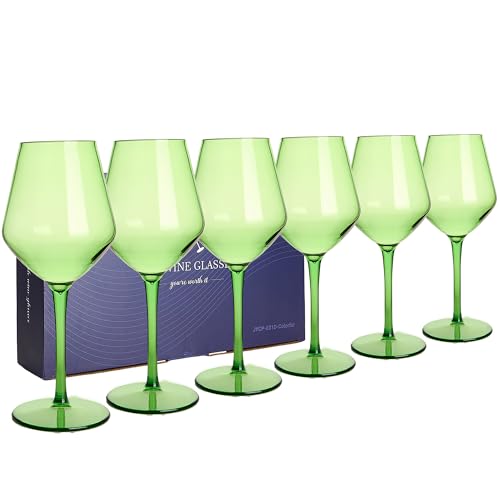 HAHASHOW Unzerbrechliches Camping Weingläser Bunt, 6 Stück 440ml Tritan Kunststoff Weingläser Set Schwimmende für den Pool Party, Grün von HAHASHOW
