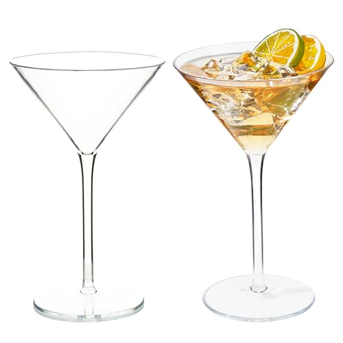 HAHASHOW Unzerbrechliche Cocktailgläser Tritan-Kunststoff Cocktail-Glas mit Stiel, Martini, Margarita, Mojito, 260ml, 2er Set von HAHASHOW