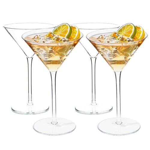 HAHASHOW Unzerbrechliche Cocktailgläser Tritan-Kunststoff Cocktail-Glas mit Stiel, Martini, Margarita, Mojito, 260ml, 4er Set von HAHASHOW