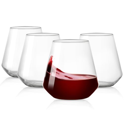HAHASHOW Plastik Weingläser 4er Set Unzerbrechlich Tritan Kunststoff Weingläser ohne Stiel 17oz/500ml für Camping Party Whisky Saft von HAHASHOW