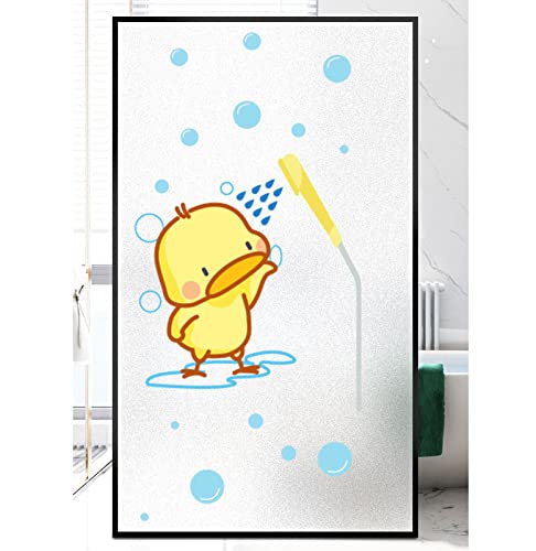 Fensterfolien Blickdicht statischselbsthaftend sichtschutz milchglas Fenster Aufkleber Anti-UV Folie Badeente 80X100CM von HAHII