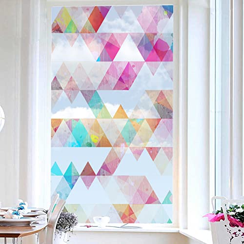 Fensterfolien Blickdicht statischselbsthaftend sichtschutz milchglas Fenster Aufkleber Anti-UV Folie farbiges Dreieck 45X58CM von HAHII