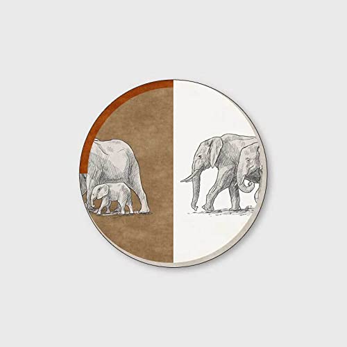 HAHII Teppich rund Elefant 120CM Waschbarer Rutschfester Innenteppich, geeignet für Wohnzimmer, Schlafzimmer, Kinderspielzimmer von HAHII