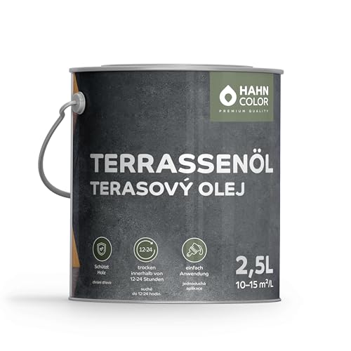 Hahn Color Terrassenöl Holzöl für Außen, Schutz & Pflege für Terrassen, Gartenmöbel, Bangkirai, Douglasie, Teak, UV-Schutz, Wasserabweisend, Holzschutzöl - Imprägnierung Hahn Color Terrassenöl Holzöl für Außen, Schutz & Pflege für Terrassen, Gartenmöbel, Bangkirai, Douglasie, Teak, UV-Schutz, Wasserabweisend, Holzschutzöl - Imprägnierung von HAHN COLOR