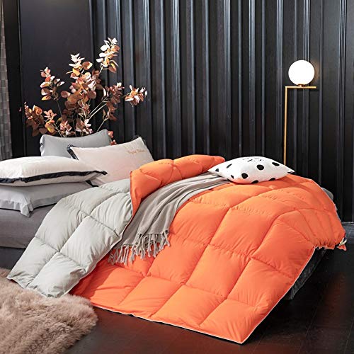 HAIBA Bettdecke Winterbettdecke - 150x200cm-2KG Super Weiche Zudecke Atmungsaktive Schlafdecke orange + grau von HAIBA
