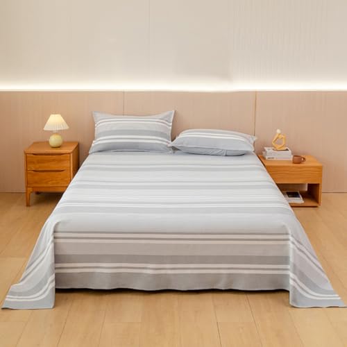 HAIBA Bettlaken 120 x 240 cm aus Leinen und Baumwolle Leintuch ohne Gummizug in Baumwolle, auch für Abdeckungen/Tischdecken/Fangolaken/Sommerlaken zum zudecken Grau mit 1 Kissenbezug von HAIBA