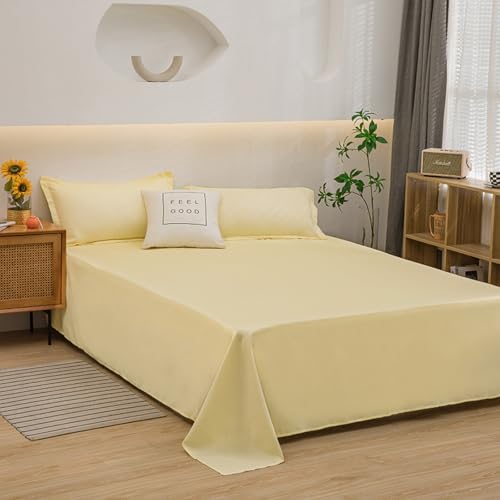 HAIBA Bettlaken ohne Gummizug 120x230cm Hellgelb weiches und pflegeleichtes Betttuch aus 100% Baumwolle ohne Gummizug von HAIBA
