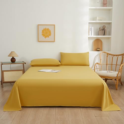 HAIBA Bettlaken ohne Gummizug 150x230cm Gelb in 100% Baumwolle, auch für Abdeckungen/Tischdecken/Fangolaken/Sommerlaken zum zudecken von HAIBA