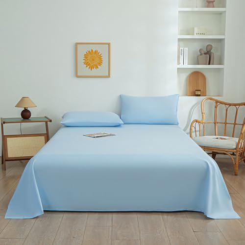 HAIBA Bettlaken ohne Gummizug 220x230 cm Himmelblau weiches und atmungsaktives Betttuch aus 100% Jersey Baumwolle von HAIBA