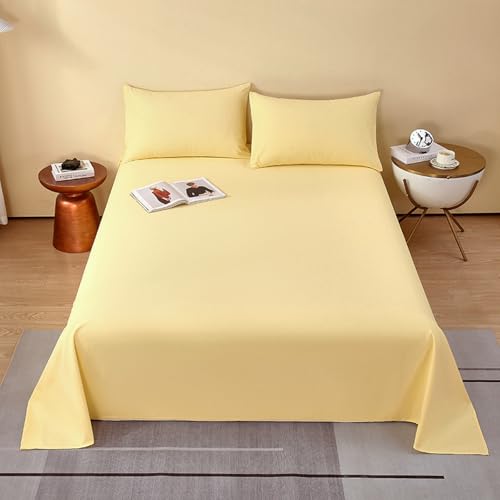 HAIBA Bettlaken ohne Gummizug 245x270cm Gelb weiches und pflegeleichtes Betttuch aus Baumwolle ohne Gummizug von HAIBA