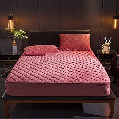 HAIBA Blatt Mikrofaser-Strick-Boxspring-Bettlaken,Rosa,160x200cm+30cm von HAIBA