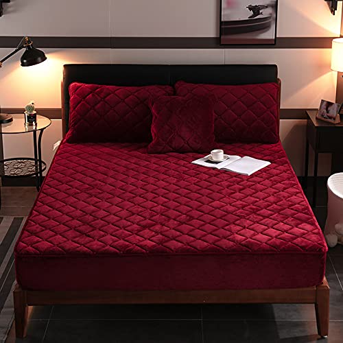 HAIBA Spannbettlaken Extratiefes Doppelbett 100% gebürstete Mikrofaser Matratzenschoner sehr weich, seidig glatt und knitterfrei,Rotwein,200x220cm+30cm von HAIBA