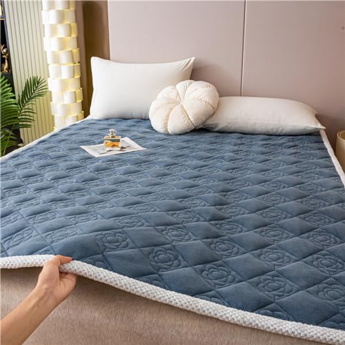 HAIBA Matratzenauflage 90x200cm Mikrofaser Füllen Matratzentopper, Washbare Matratenauflage für Komfort & Fernhalten von Schmutz Matratzenschoner für Matratzen & Boxspringbett Grau Blau von HAIBA