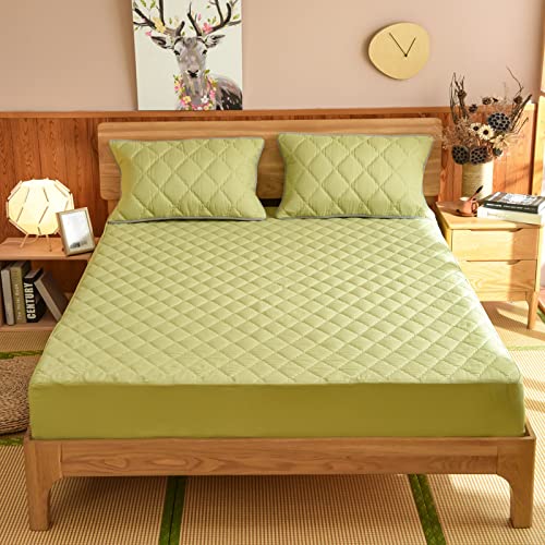 HAIBA Matratzenschoner,wasserdichte matratzenauflage, Atmungsaktive Matratzenauflage,Anti-Milben Matratzenbezug, matratzenbezug,ohne Knistern Matratzenschutz,Grün,90x200+30cm von HAIBA