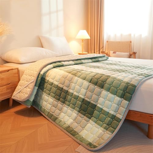 HAIBA Matratzenschoner 120 x 200 cm Gesteppte Matratzenauflage Grün Kuschelig Flauschig Cashmere Touch Matratzenbezug für Boxspringbett Topper Matratze mit 4 Eckgummis von HAIBA