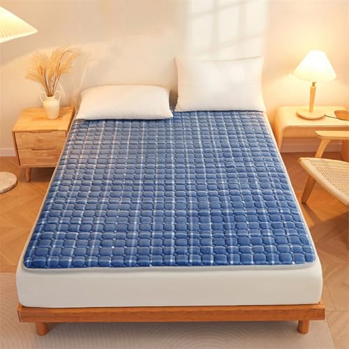 HAIBA Matratzenschoner 150 x 200 cm Gesteppte Matratzenauflage Blau Kuschelig Flauschig Cashmere Touch Matratzenbezug für Boxspringbett Topper Matratze mit 4 Eckgummis von HAIBA