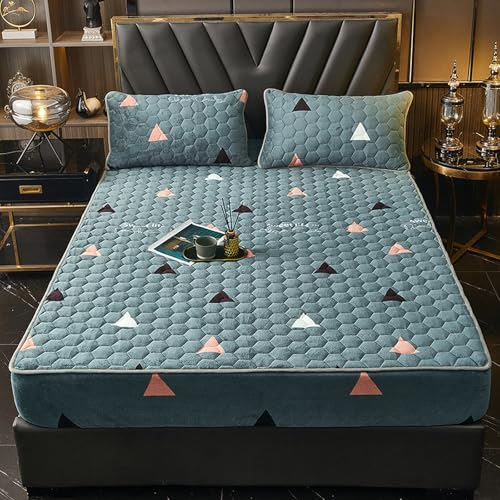 HAIBA Matratzenschoner 90 x 200 cm Grün Kuschelig Bettlaken für 25 bis 30cm Matraze Spannbetttuch Cashmere Touch Flanell Bettlaken von HAIBA