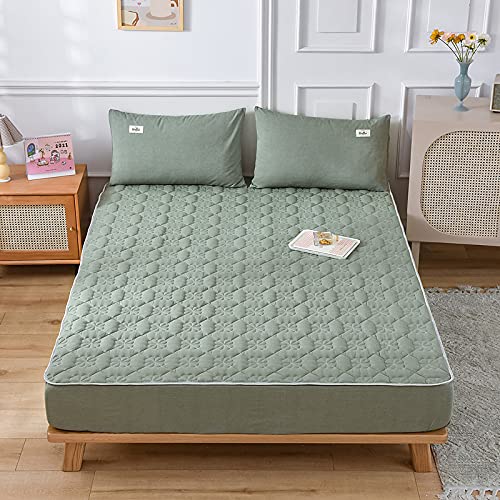 HAIBA Mikrofaser Gesteppte Matratzenauflage Matratzenschoner Unterbett - - atmungsaktiv, wärmeregulierend - Bettauflage Matratzenschutz Soft-Topper,Grün,180x200cm+30cm von HAIBA