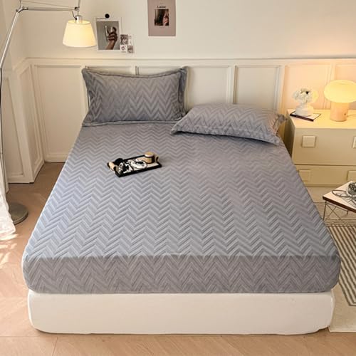 HAIBA Plüsch Spannbettlaken 150 x 200 cm Hellgrau für Boxspringbett Topper Matratze bis 30 cm Hohe Cashmere Touch Kuschelig Flauschig Flanell Bettlaken von HAIBA