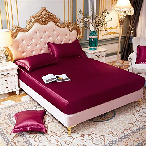 HAIBA Spannbettlaken Seide Bettlaken 160x200+25cm Glatt Seide Glanzsatin Bettlaken Boxspringbett Topper Microfaser Spannbetttuch rot 03 HAIBA Spannbettlaken Seide Bettlaken 160x200+25cm Glatt Seide Glanzsatin Bettlaken Boxspringbett Topper Microfaser Spannbetttuch rot 03 von HAIBA