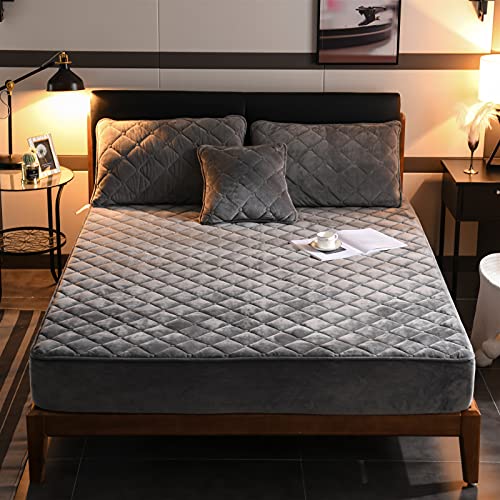 HAIBA Spannbettlaken Cashmere-Feeling Fleece, kuscheliges Spannbetttuch, Kinderbett Couch, Flauschiges Laken gut als Matratzenschoner,grau,150x190cm+30cm von HAIBA