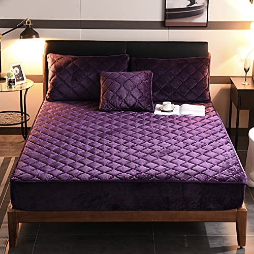 HAIBA Spannbettlaken für King-Size-Bett, ultraweiche, knitterfreie Mikrofaser, hypoallergen, Tiefe Tasche (Kingsize),Dunkelviolett,180x220cm+30cm von HAIBA