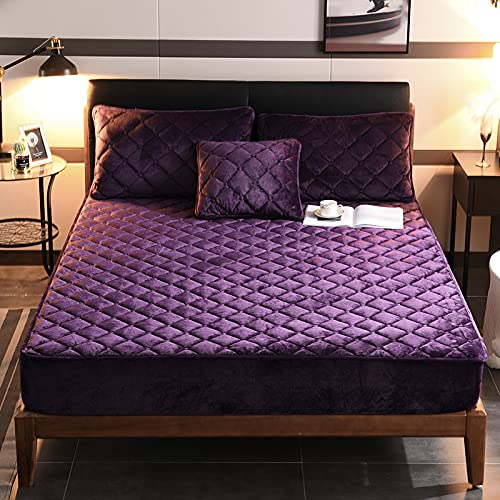 HAIBA Warme Plüsch bettlaken für boxspringbett - kuschelig flauschig gestepptes spannbettlaken Cashmere Touch 200x200cm aus Flanell Fleece in Dunkelviolett als matratzenschoner oder matratzenbezug HAIBA Warme Plüsch bettlaken für boxspringbett - kuschelig flauschig gestepptes spannbettlaken Cashmere Touch 200x200cm aus Flanell Fleece in Dunkelviolett als matratzenschoner oder matratzenbezug von HAIBA
