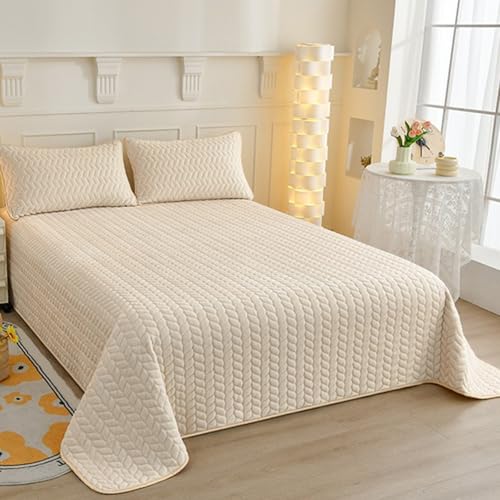 HAIBA Tagesdecke 120 x 200 cm Beige Flanell bettüberwurf Wendedesign bettüberwurf Kuscheldecke Flauschig Decke Ultra Weiche Sofaüberwurfdecke Wohndecken Steppdecke von HAIBA
