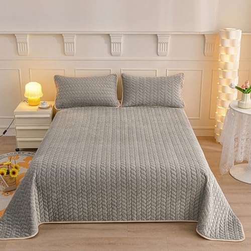 HAIBA Tagesdecke 120 x 200 cm grau Flanell bettüberwurf Wendedesign Sofaüberwurf Steppdecke Sofa Decke Überwurfdecke Betthusse Überdecke GesteppteTagesdecken von HAIBA