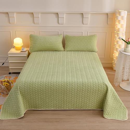 HAIBA Tagesdecke 90 x 200 cm Grün Flanell bettüberwurf Wendedesign Vielseitige Wohndecke als Bettüberwurf oder Sofaüberwurf Überwurfdecke für Bett und Sofa Steppdecke von HAIBA