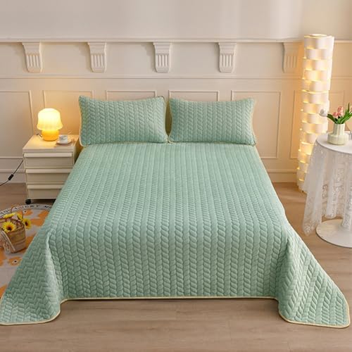 HAIBA Tagesdecke 90 x 200 cm Grün plüsch bettüberwurf Wendedesign Sofaüberwurf Steppdecke Sofa Decke Überwurfdecke Betthusse Überdecke Gesteppte Tagesdecken von HAIBA